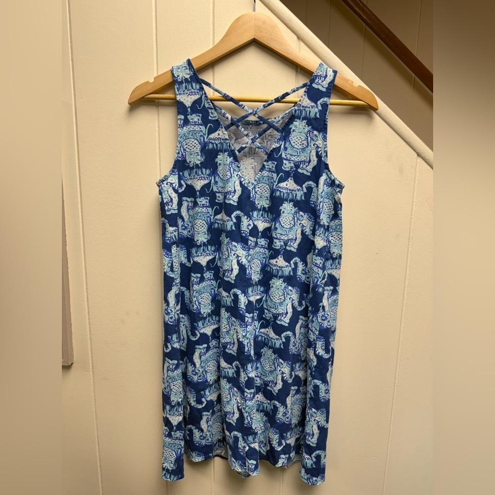 Lilly Pulitzer Kristen Swing Dress In Joy Ride Elephant Size XS W/ Lattice Back - Picture 5 of 5